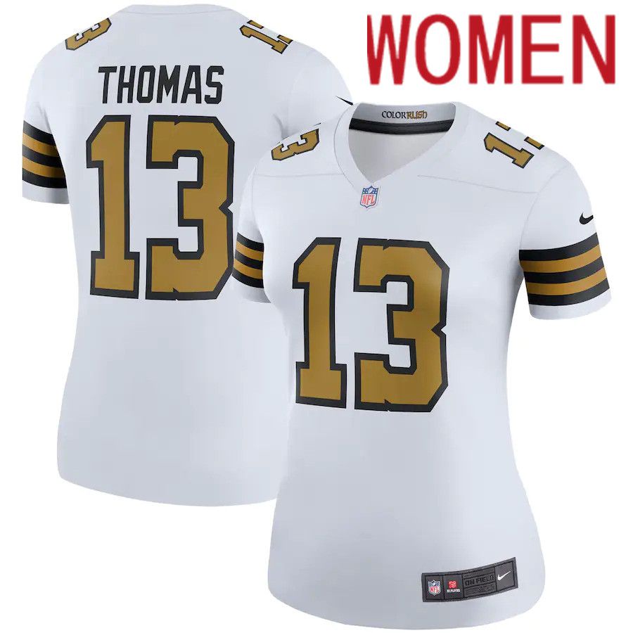 Women New Orleans Saints #13 Michael Thomas Nike White Color Rush Legend Player NFL Jersey->women nfl jersey->Women Jersey